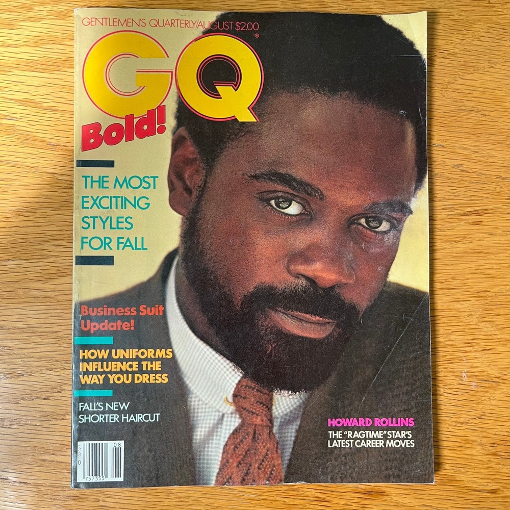 Vintage GQ Magazine August 1982 Howard Rollins Cover Men's Fall Fashion Bold